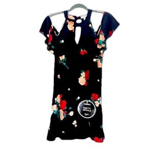 Candies Midnight Rose Flutter Halter Dress Black and red floral medium